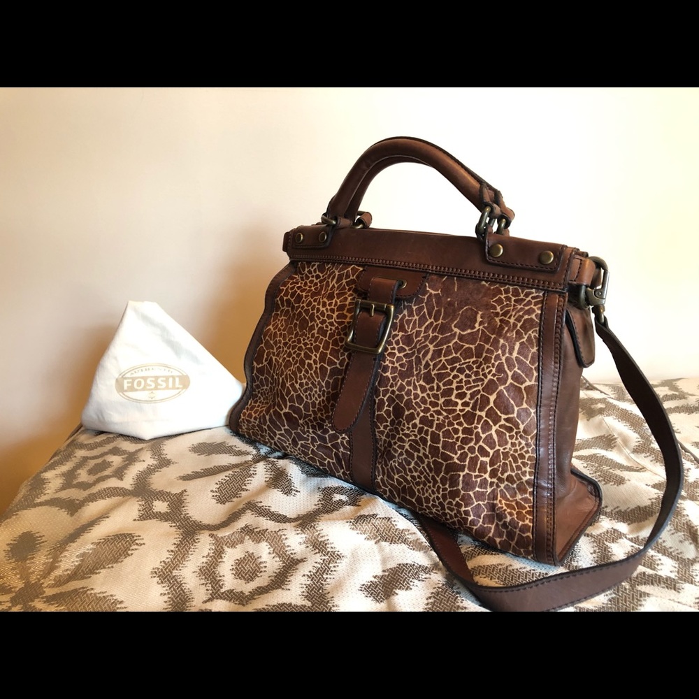 FOSSIL VINTAGE REVIVAL SATCHEL GIRAFFE PRINT 👜 - Picture 13 of 16